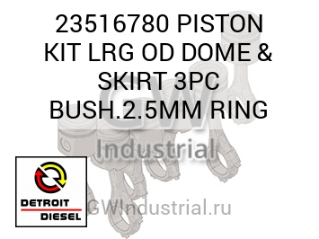 PISTON KIT LRG OD DOME & SKIRT 3PC BUSH.2.5MM RING — 23516780